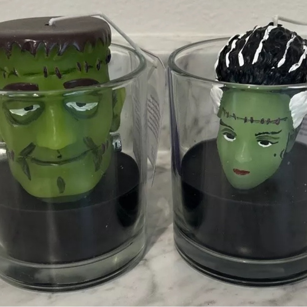 martha stewart frankenstein and bride of Frankenstein candles